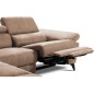 Canapé d'angle avec relax électrique en tissu effet grain, 5/6 places SOLARO, marron, angle gauche