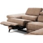 Canapé d'angle avec relax électrique tissu effet grain, 5/6 places SOLARO, marron, angle droit