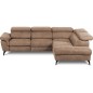 Canapé d'angle avec relax électrique tissu effet grain, 5/6 places SOLARO, marron, angle droit