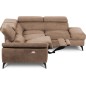 Canapé d'angle avec relax électrique tissu effet grain, 5/6 places SOLARO, marron, angle droit