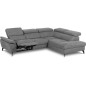 Canapé d'angle avec relax électrique tissu effet grain, 5/6 places SOLARO, gris foncé, angle droit