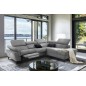 Canapé d'angle avec relax électrique tissu effet grain, 5/6 places SOLARO, gris foncé, angle droit