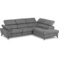 Canapé d'angle avec relax électrique tissu effet grain, 5/6 places SOLARO, gris foncé, angle droit