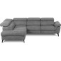 Canapé d'angle avec relax électrique tissu effet grain, 5/6 places SOLARO, gris foncé, angle gauche