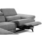 Canapé d'angle avec relax électrique tissu effet grain, 5/6 places SOLARO, gris foncé, angle gauche
