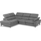 Canapé d'angle avec relax électrique tissu effet grain, 5/6 places SOLARO, gris foncé, angle gauche