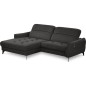 Canapé d'angle convertible en tissu luxe 5 places, MANCINI, coffre, noir, angle gauche Canapé d'angle convertible en tissu luxe 5 places, MANCINI, coffre, noir, angle gauche