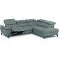 Canapé d'angle avec relax électrique tissu effet grain, 5/6 places SOLARO, vert pale, angle droit
