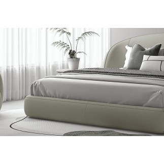 Lit design en cuir de luxe LUXO, avec sommier à lattes offert, gris clair, 160x200