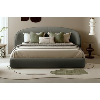 Lit design en cuir de luxe LUXO, avec sommier à lattes offert, gris foncé, 160x200