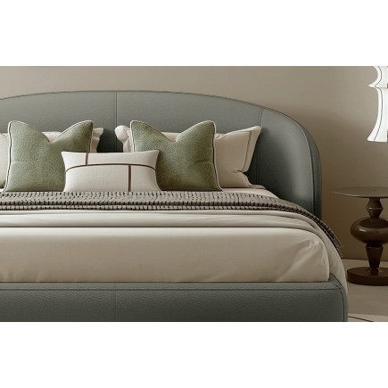 Lit design en cuir de luxe LUXO, avec sommier à lattes offert, gris foncé, 160x200