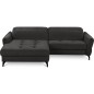 Canapé d'angle convertible en tissu luxe 5 places, MANCINI, coffre, noir, angle gauche Canapé d'angle convertible en tissu luxe 5 places, MANCINI, coffre, noir, angle gauche