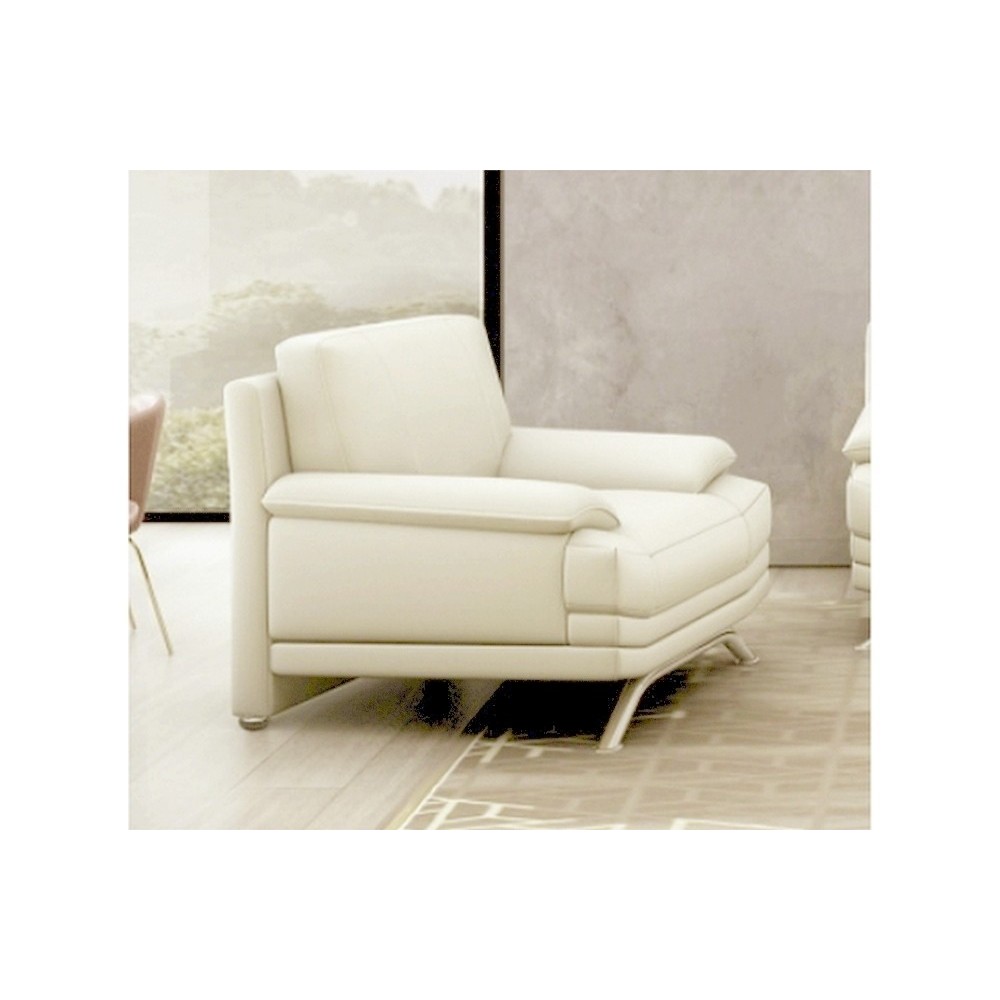 Fauteuil 1 place, en cuir LUXE italien MARINI, écru