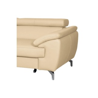Canapé d'angle convertible en cuir italien de luxe 5/6 places FINLANDE avec coffre, beige, angle gauche