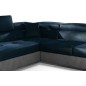Canapé d'angle convertible en velours luxe 5 places, avec coffre, bleu foncé / gris clair, angle gauche (vu de face), ANNECY VEL