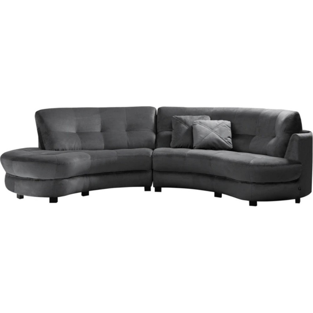 Canapé en velours luxe 5/6 places BRENNER gris foncé, côté accoudoir droit