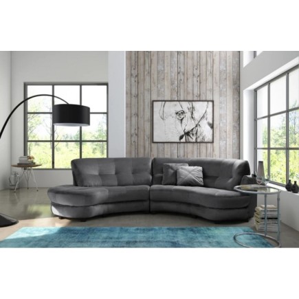 Canapé en velours luxe 5/6 places BRENNER gris foncé, côté accoudoir droit