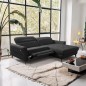 Canapé d'angle convertible en tissu luxe 5 places, MANCINI, coffre, noir, angle droit Canapé d'angle convertible en tissu luxe 5 places, MANCINI, coffre, noir, angle droit