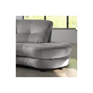 Canapé en velours luxe 5/6 places BRENNER gris clair, côté accoudoir gauche