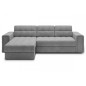Canapé d'angle convertible, BLENDO en velours Luxe gris, 4 places, angle gauche (vu de face), Gris clair