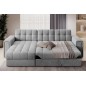 Canapé d'angle convertible, BLENDO en velours Luxe gris, 4 places, angle gauche (vu de face), Gris clair