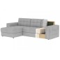 Canapé d'angle convertible, BLENDO en velours Luxe gris, 4 places, angle gauche (vu de face), Gris clair