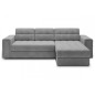 Canapé d'angle convertible, BLENDO - en velours Luxe gris, 4 places, angle droit (vu de face), Gris clair