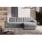 Canapé d'angle convertible, BLENDO - en velours Luxe gris, 4 places, angle droit (vu de face), Gris clair