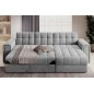 Canapé d'angle convertible, BLENDO - en velours Luxe gris, 4 places, angle droit (vu de face), Gris clair