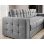 Canapé d'angle convertible, BLENDO - en velours Luxe gris, 4 places, angle droit (vu de face), Gris clair