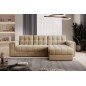 Canapé d'angle convertible, BLENDO - en velours Luxe marron, 4 places, angle droit (vu de face)