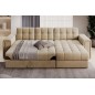 Canapé d'angle convertible, BLENDO - en velours Luxe marron, 4 places, angle droit (vu de face)