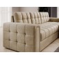 Canapé d'angle convertible, BLENDO - en velours Luxe marron, 4 places, angle droit (vu de face)