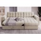 Canapé d'angle convertible, BLENDO - en velours Luxe beige clair, 4 places, angle droit (vu de face) Canapé d'angle convertible, BLENDO - en velours Luxe beige clair, 4 places, angle droit (vu de face)