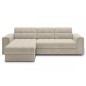 Canapé d'angle convertible, BLENDO en velours Luxe beige clair, 4 places, angle gauche (vu de face) Canapé d'angle convertible, BLENDO en velours Luxe beige clair, 4 places, angle gauche (vu de face)