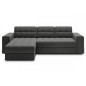 Canapé d'angle convertible, BLENDO en velours Luxe gris foncé, 4 places, angle gauche (vu de face) Canapé d'angle convertible, BLENDO en velours Luxe gris foncé, 4 places, angle gauche (vu de face)