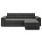 Canapé d'angle convertible, BLENDO - en velours Luxe gris foncé, 4 places, angle droit (vu de face) Canapé d'angle convertible, BLENDO - en velours Luxe gris foncé, 4 places, angle droit (vu de face)