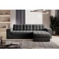 Canapé d'angle convertible, BLENDO - en velours Luxe gris foncé, 4 places, angle droit (vu de face) Canapé d'angle convertible, BLENDO - en velours Luxe gris foncé, 4 places, angle droit (vu de face)