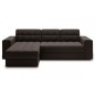 Canapé d'angle convertible, BLENDO en velours Luxe chocolat, 4 places, angle gauche (vu de face) Canapé d'angle convertible, BLENDO en velours Luxe chocolat, 4 places, angle gauche (vu de face)