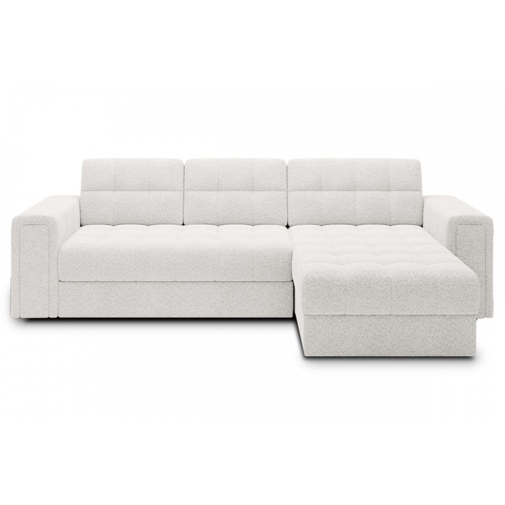 Canapé d'angle convertible, BLENDO en tissu bouclette Luxe ivoire, 4 places, angle droit (vu de face) Canapé d'angle convertible, BLENDO en tissu bouclette Luxe ivoire, 4 places, angle droit (vu de face)