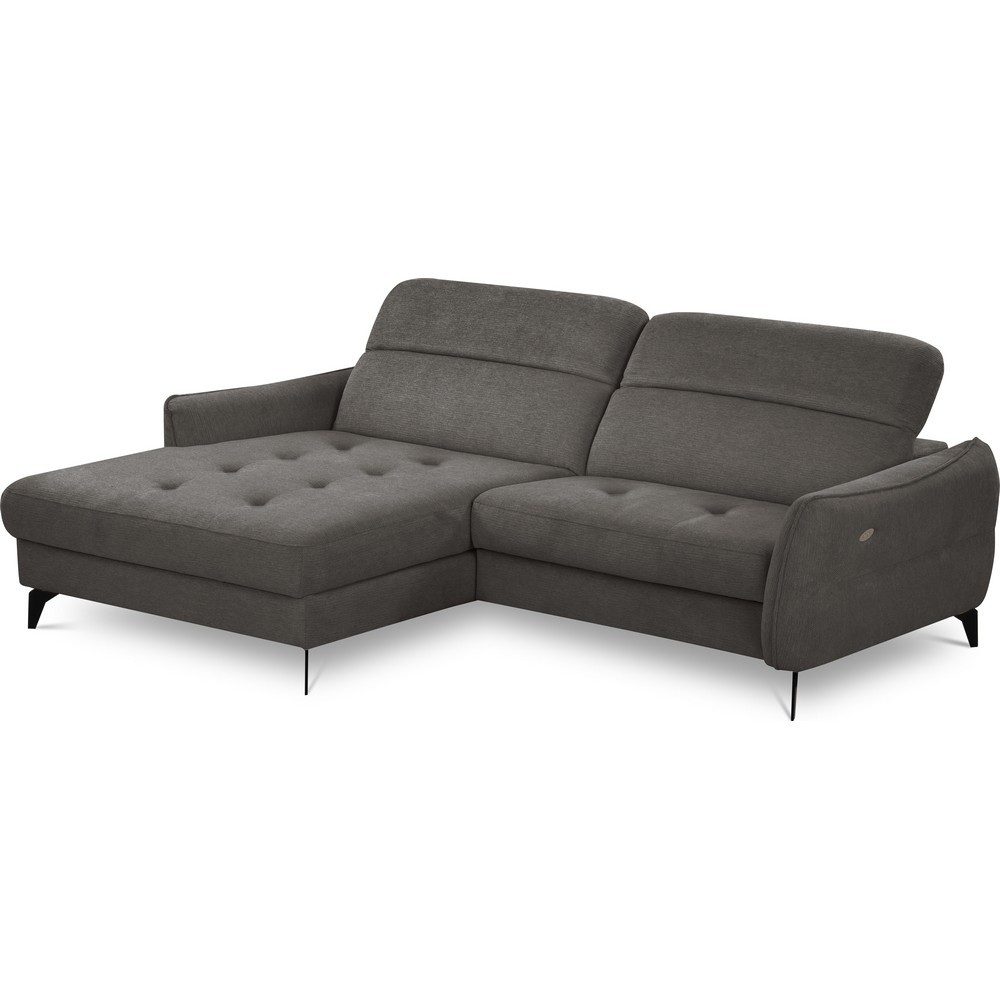 Canapé d'angle convertible en tissu luxe 5 places, MANCINI, coffre, gris foncé, angle gauche Canapé d'angle convertible en tissu luxe 5 places, MANCINI, coffre, gris foncé, angle gauche