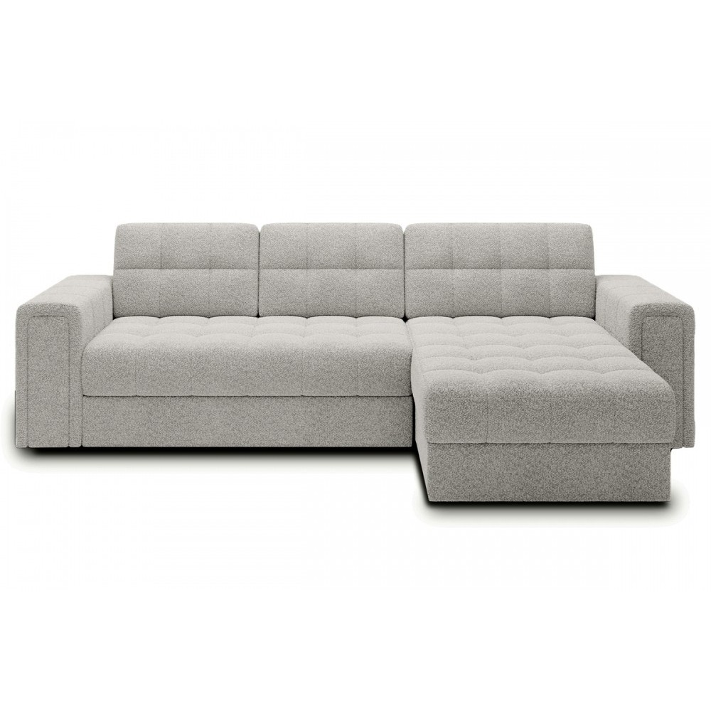 Canapé d'angle convertible, BLENDO en tissu bouclette Luxe gris clair, 4 places, angle droit (vu de face) Canapé d'angle convertible, BLENDO en tissu bouclette Luxe gris clair, 4 places, angle droit (vu de face)