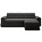 Canapé d'angle convertible, BLENDO en tissu bouclette Luxe anthracite, 4 places, angle droit (vu de face)
