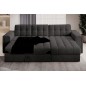 Canapé d'angle convertible, BLENDO en tissu bouclette Luxe anthracite, 4 places, angle droit (vu de face)