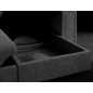 Canapé d'angle convertible, BLENDO en tissu bouclette Luxe anthracite, 4 places, angle droit (vu de face)