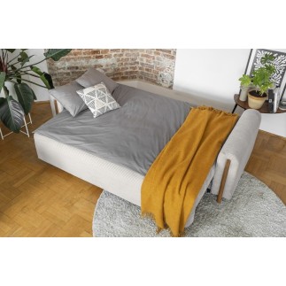 Canapé 3 places convertible ARCADIO en velours côtelé Luxe beige clair