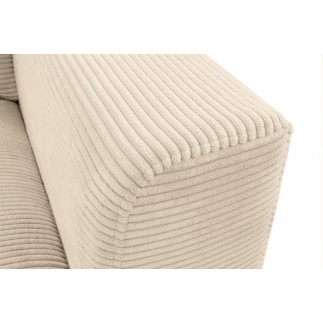 Canapé d'angle en velours cotelé Luxe - beige, BERLINO, 5 places, angle gauche (vu de face)