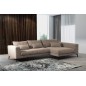 Canapé d'angle en velours cotelé Luxe marron BERLINO, 5 places, angle droit (vu de face)