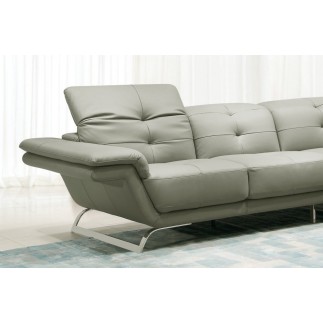 Canapé d'angle en cuir italien 5 places MODERNI, gris clair, angle droit