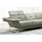 Canapé d'angle en cuir italien 5 places MODERNI, gris clair, angle droit